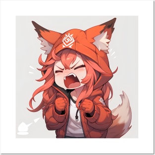 chibi scream angry fox girl Posters and Art